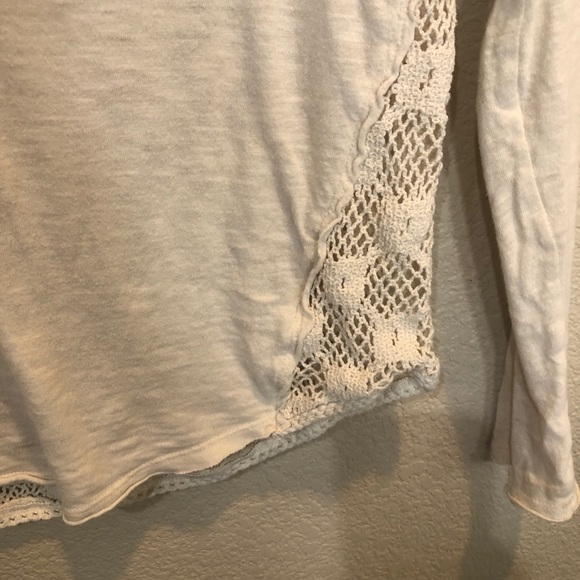 Free People patchwork Lacey back crochet ivory long sleeve top size small - Picture 5 of 8